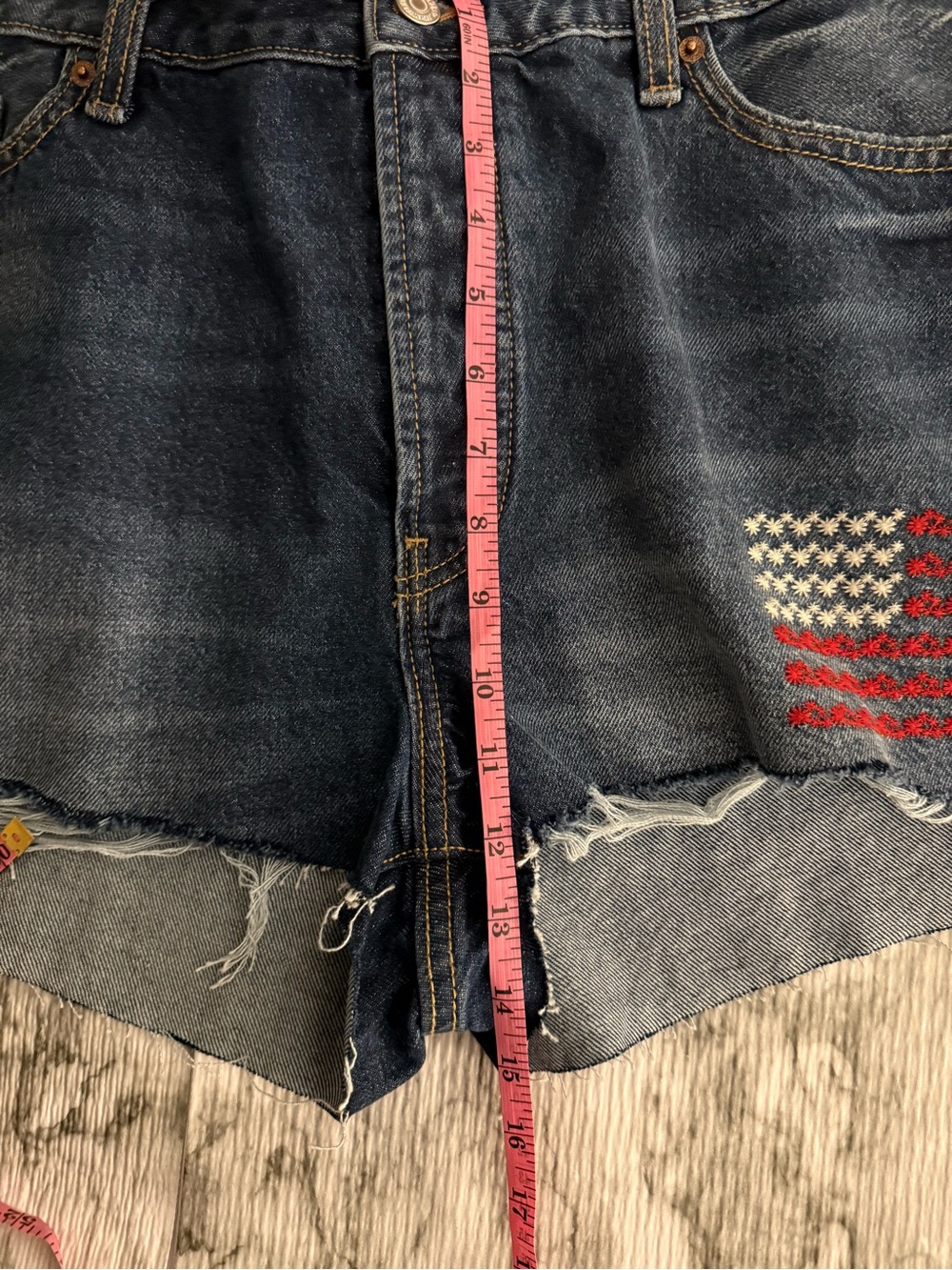 NWT Old Navy OG Straight High Rise Denim Shorts Womens 16 American Flag USA - Picture 9 of 9